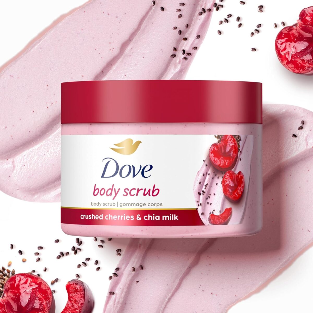 Dove Crushed Cherries & Chia Milk Body Scrub 280g - Image 2