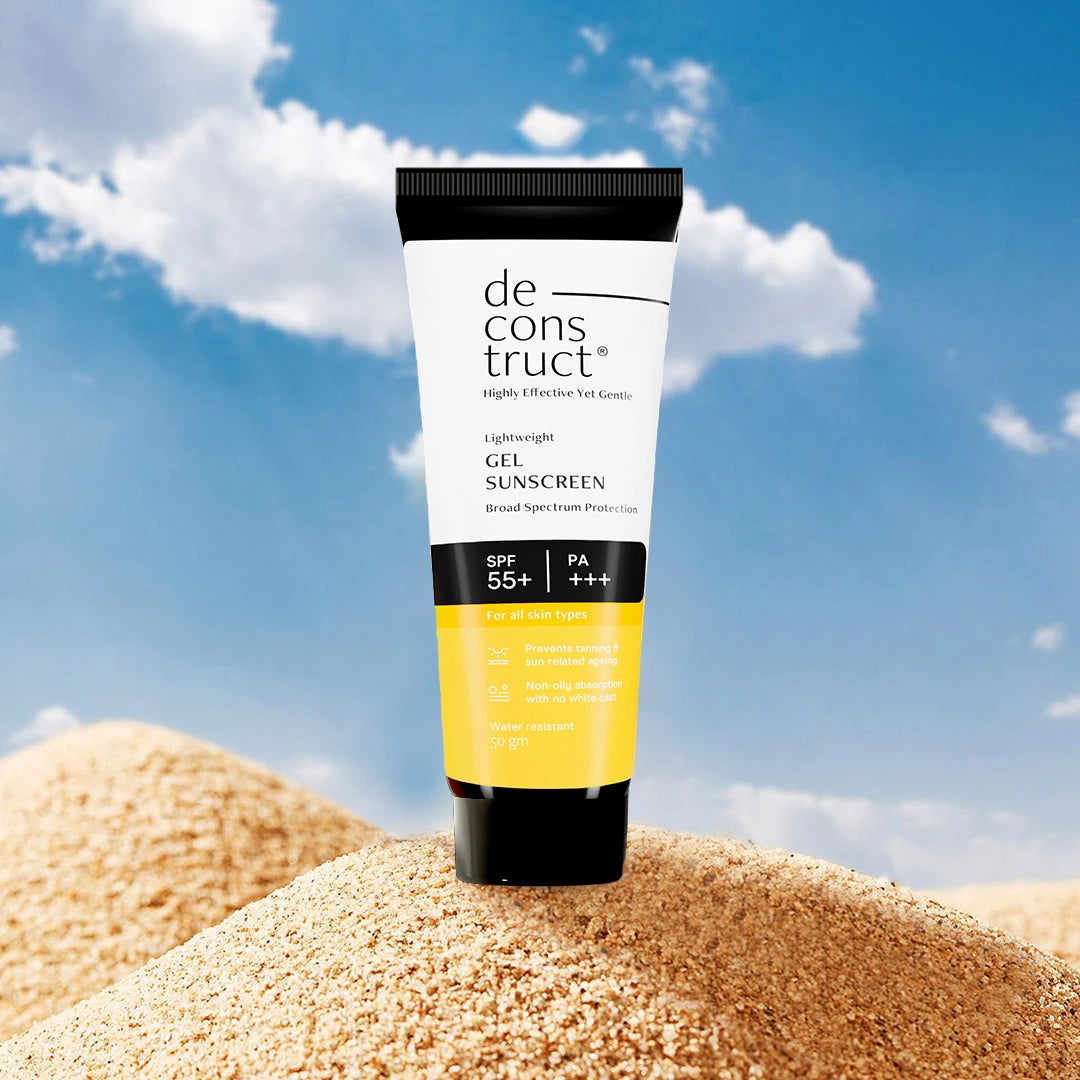 Gel_Sunscreen_Listing_Change_Lifestyle deconstruct Gel Sunscreen for Oily Skin - SPF 55+ and PA+++ | Water Resistant Sunscreen (50 Gms) - Image 1