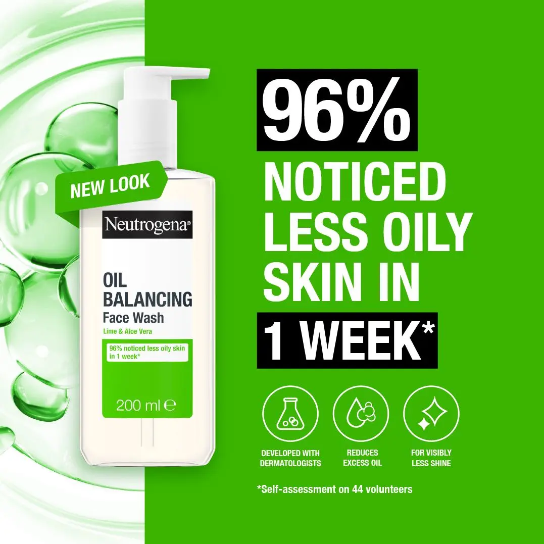 Neutrogena Oil Balancing Face Wash for Oily Skin with Lime & Aloe Vera - Image 2