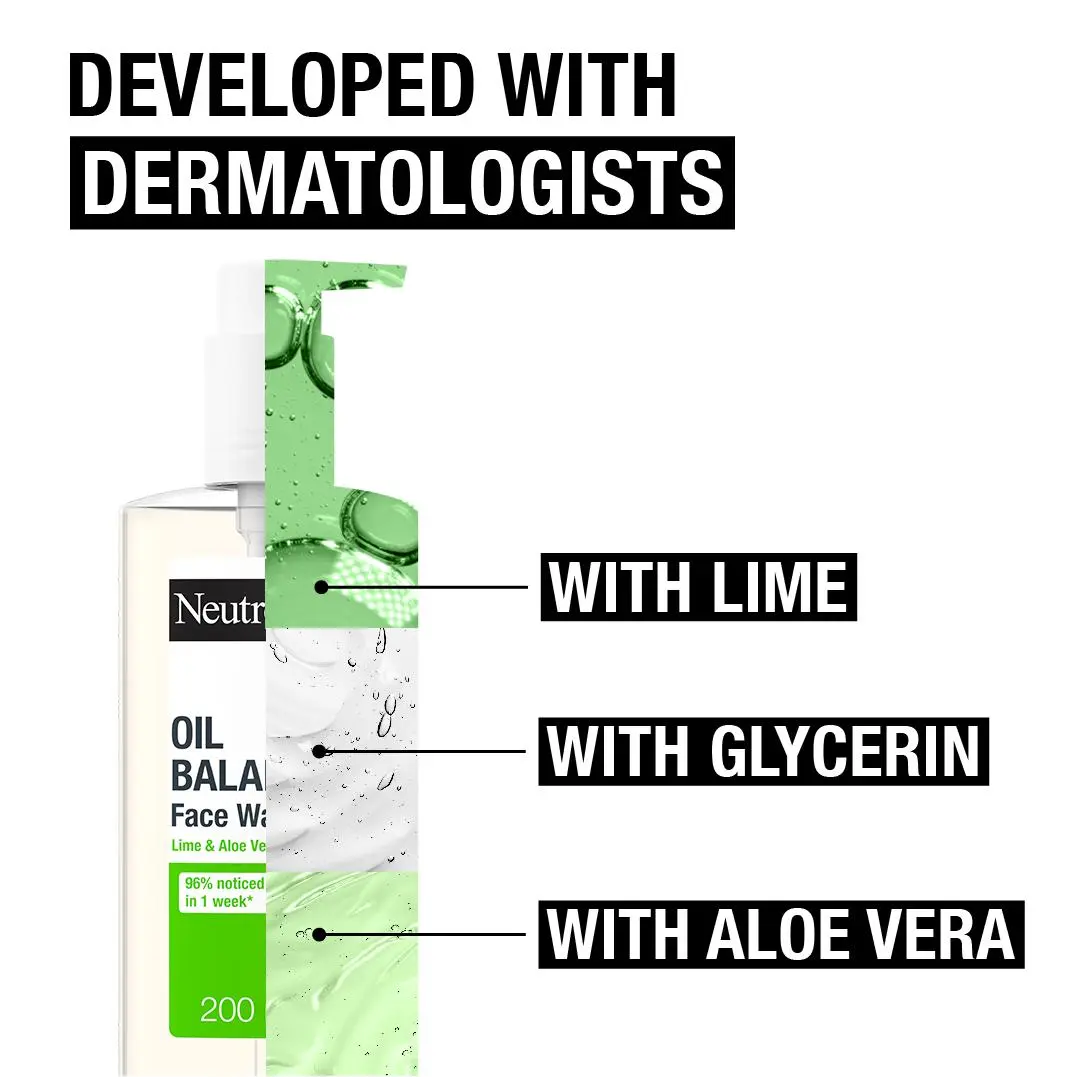 Neutrogena Oil Balancing Face Wash for Oily Skin with Lime & Aloe Vera - Image 3